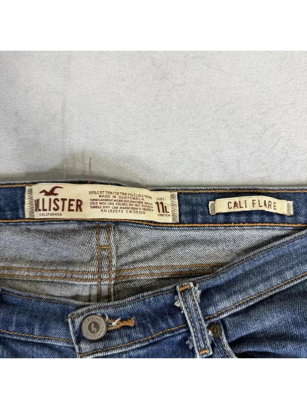 Vintage Y2K Hollister Cali Flare Jeans Womens 11L Blue Low Rise Medium Wash - Picture 5 of 8